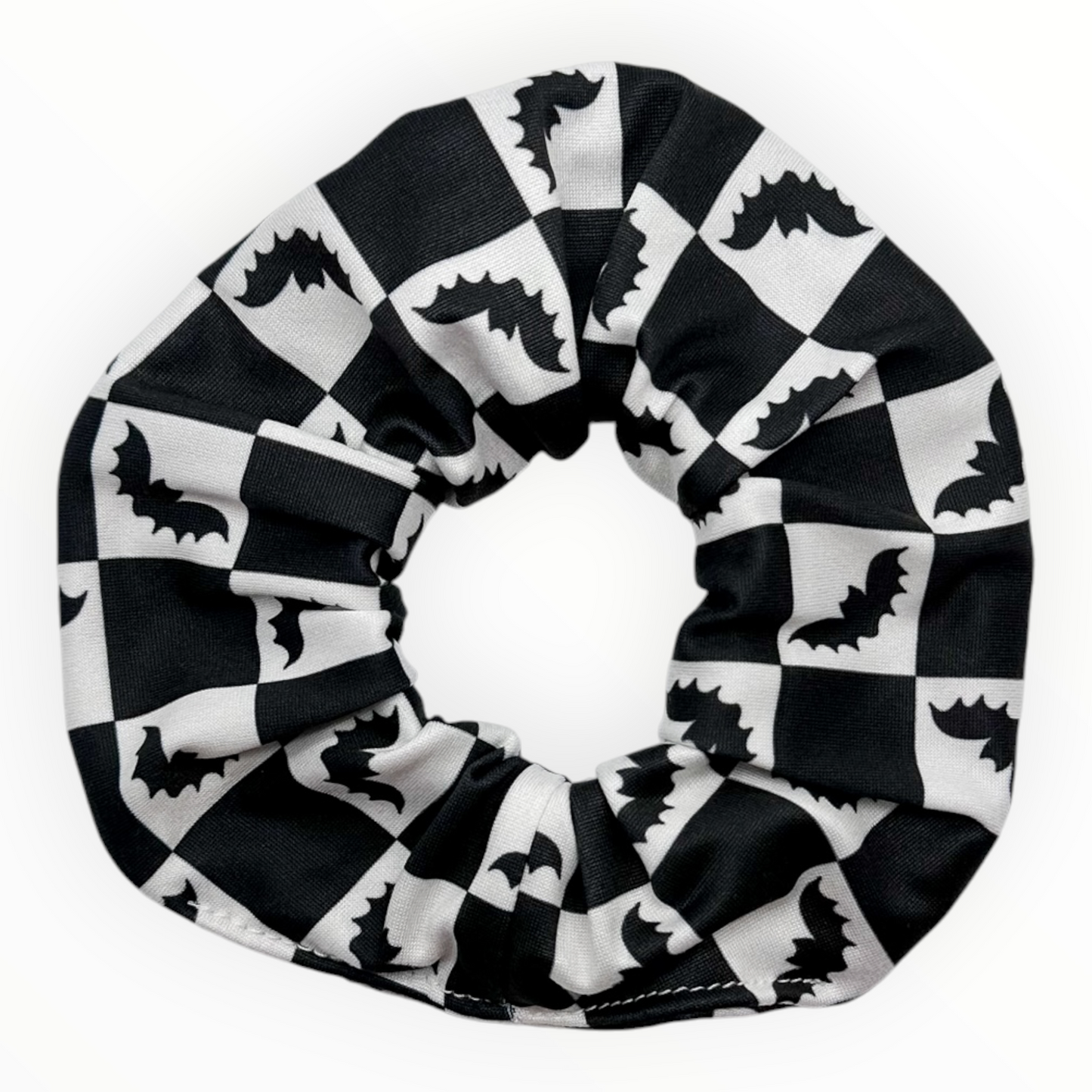 BAT B&W CHECKERS - SCRUNCHIE
