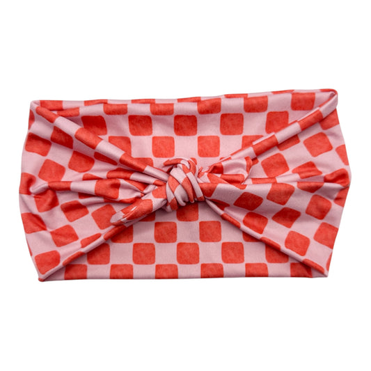 CORAL WATERCOLOR CHECKERS - LUXE