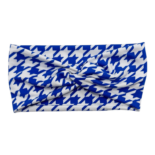 ROYAL BLUE & WHITE HOUNDSTOOTH - FRONT KNOT
