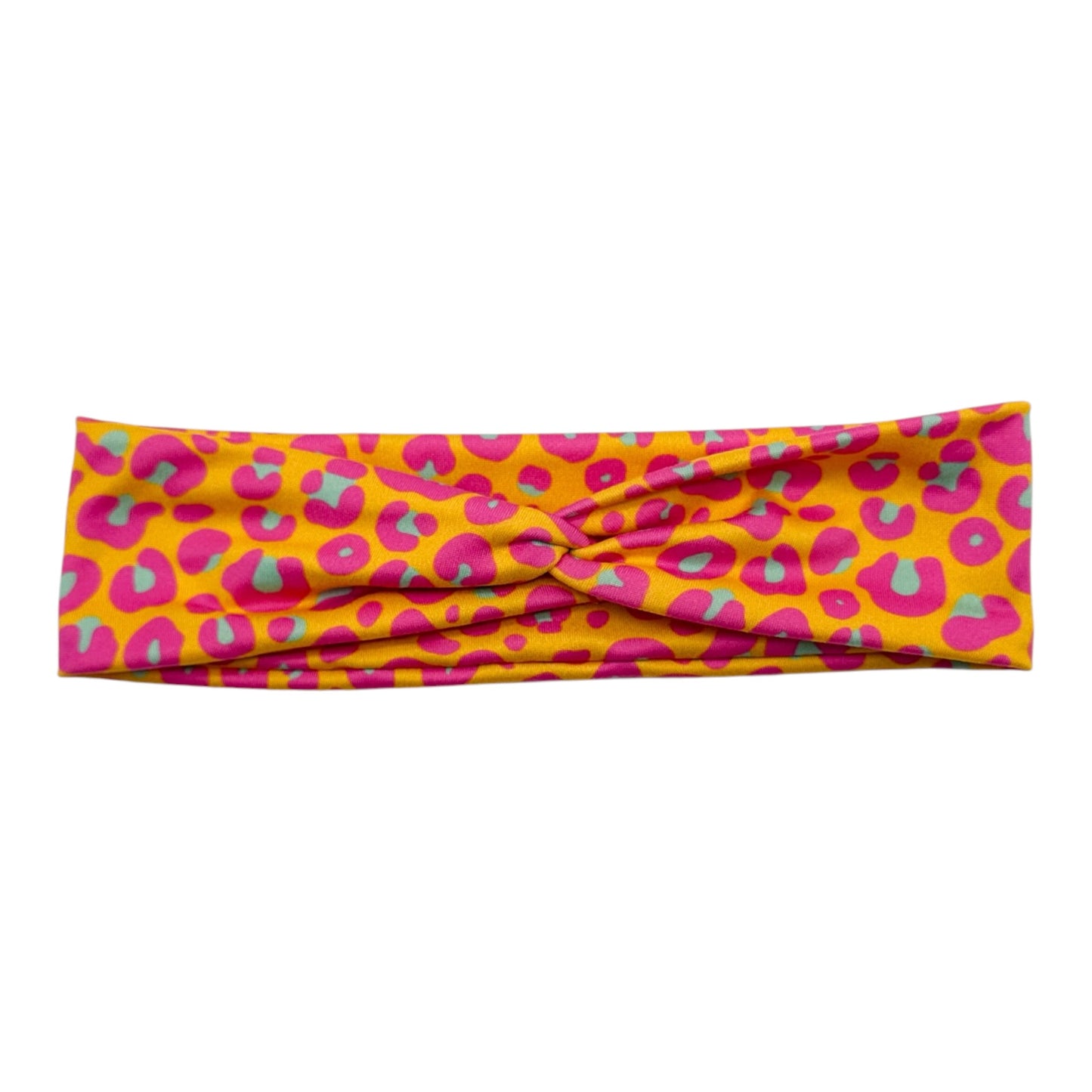 PINK/AQUA LEOPARD ON ORANGE - TINY KNOT