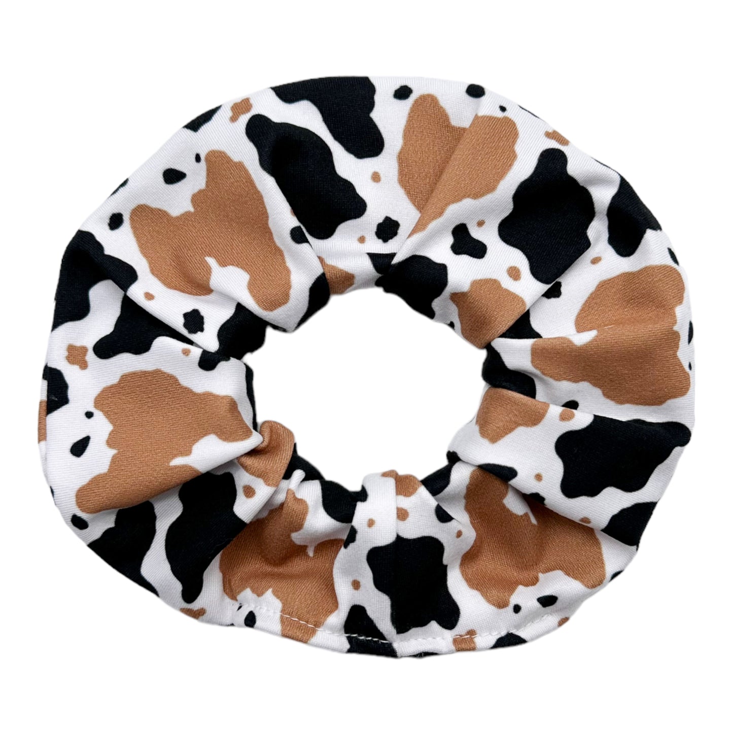 BLACK & TAN COW PRINT - REGULAR SCRUNCHIE