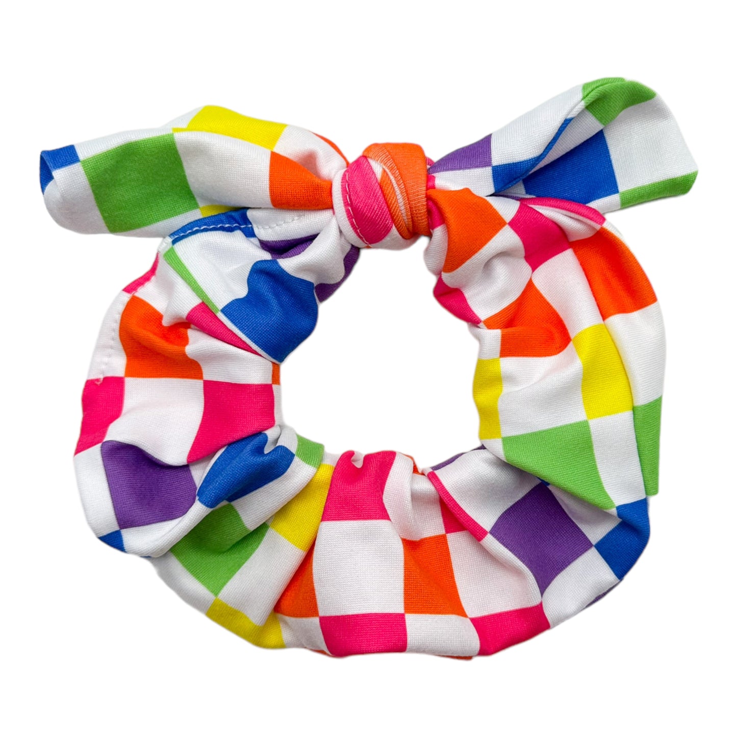 RAINBOW CHECKERS - BOW SCRUNCHIE