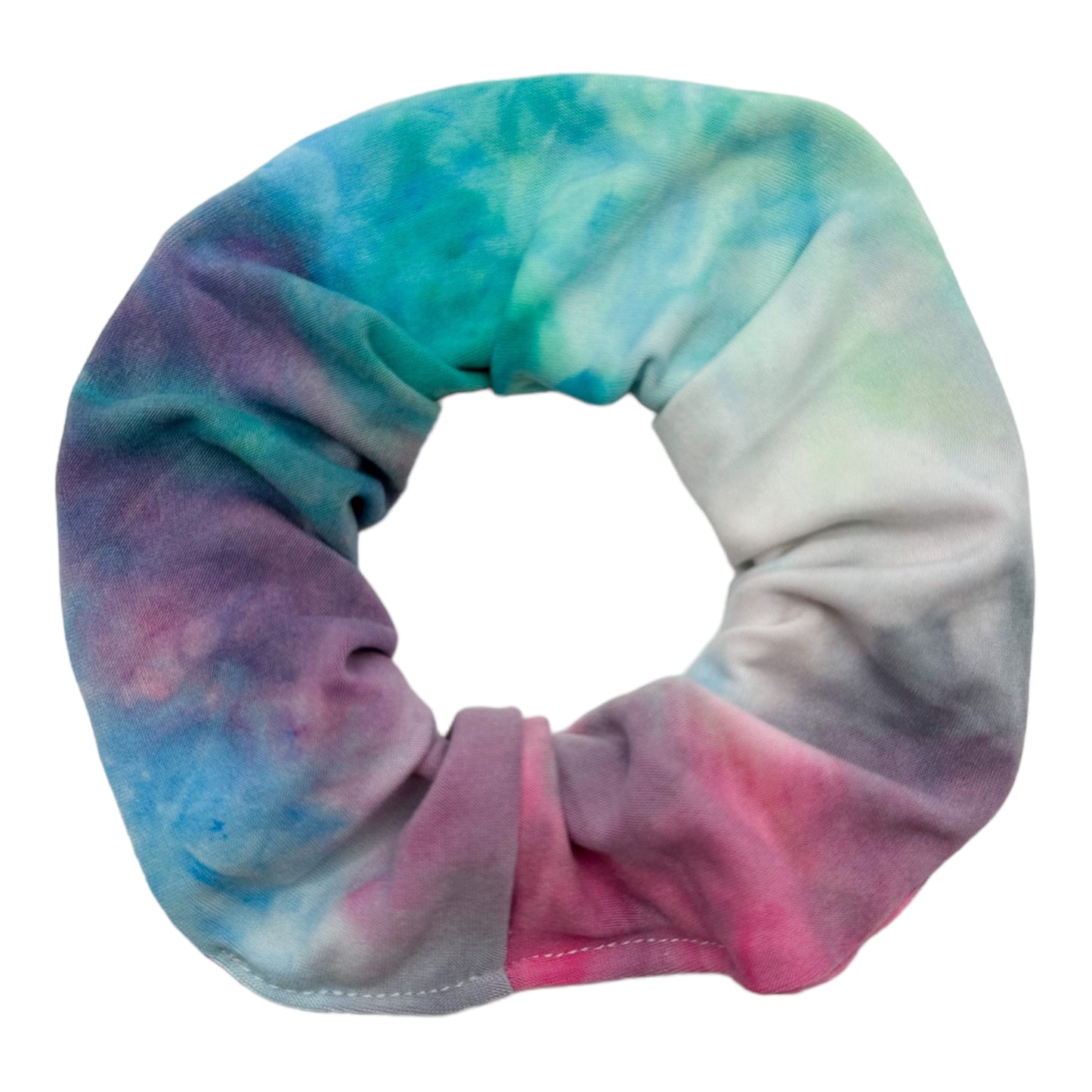 TEAL/PINK/GRAY TIE-DYE - REGULAR SCRUNCHIE