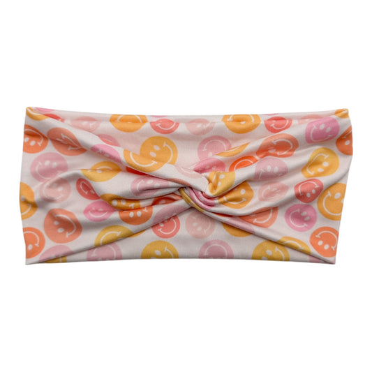PINK / CORAL / ORANGE HAPPY FACES - FRONT KNOT