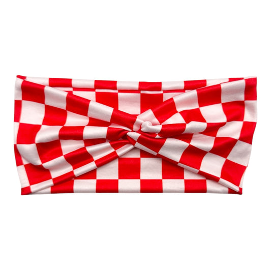 RED & WHITE CHECKERED - FRONT KNOT