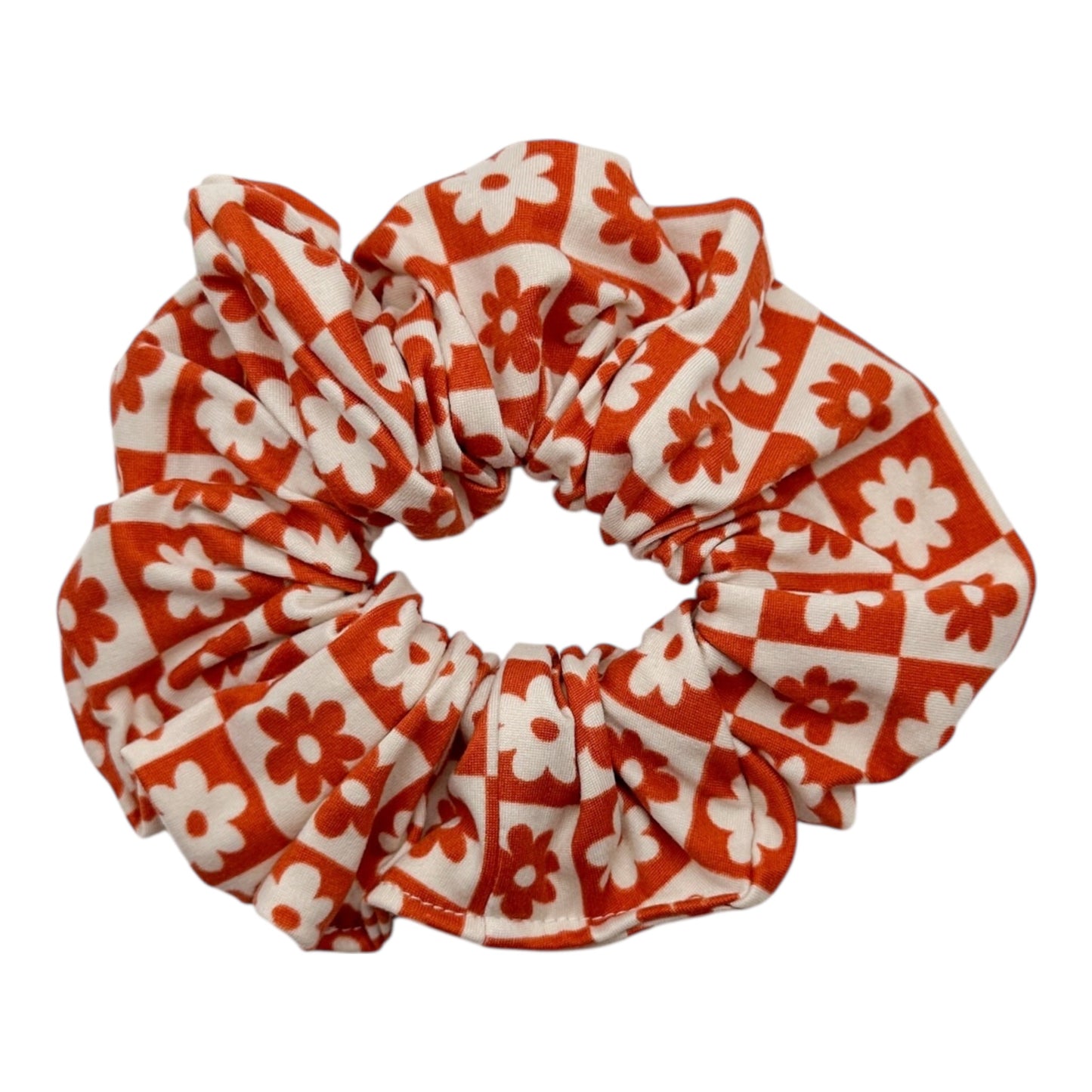 RUST DAISY CHECKERS - OVERSIZED SCRUNCHIE