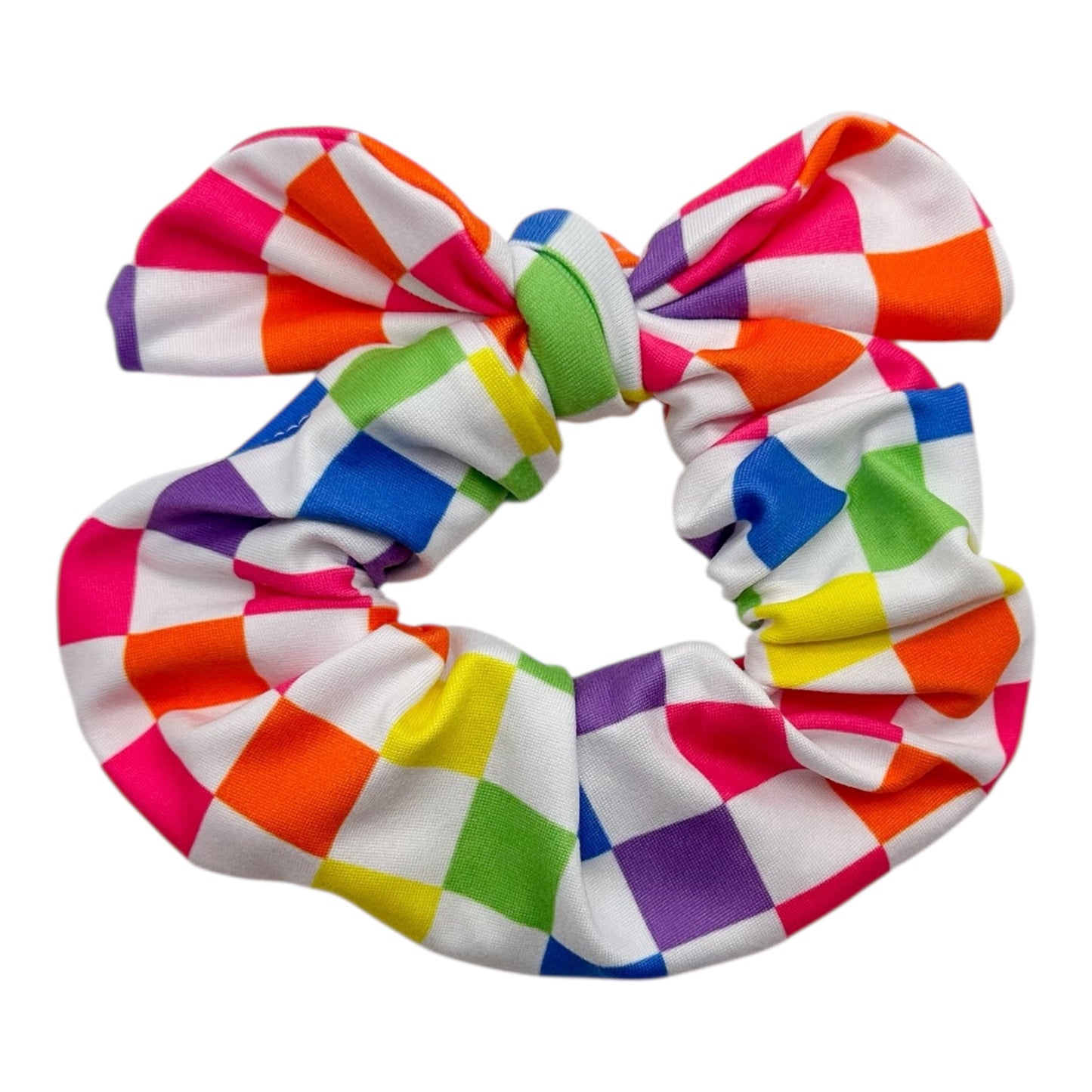 RAINBOW CHECKERS - BOW SCRUNCHIE