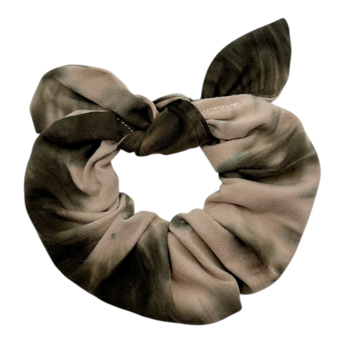 OLIVE & CREAM TIE-DYE - BOW SCRUNCHIE