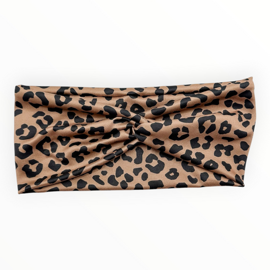 BLACK LEOPARD ON LATTE - FRONT KNOT