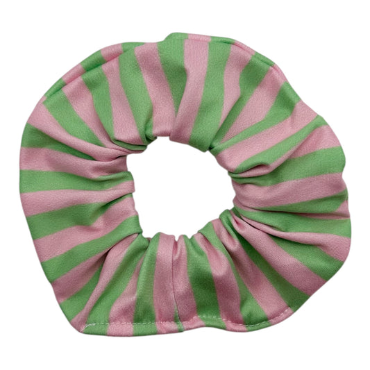 GREEN & PINK STRIPES - REGULAR SCRUNCHIE