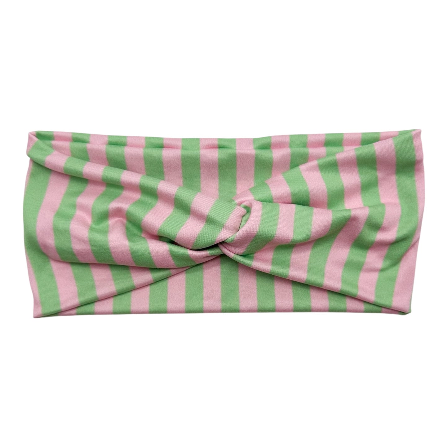 GREEN & PINK STRIPES  - FRONT KNOT