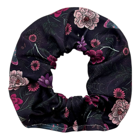 PURPLE/PINK FLORAL WITH BUTTERFLIES - REGULAR SCRUNCHIE
