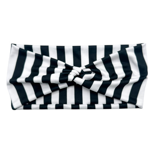 BLACK & WHITE WIDE STRIPE - FRONT KNOT