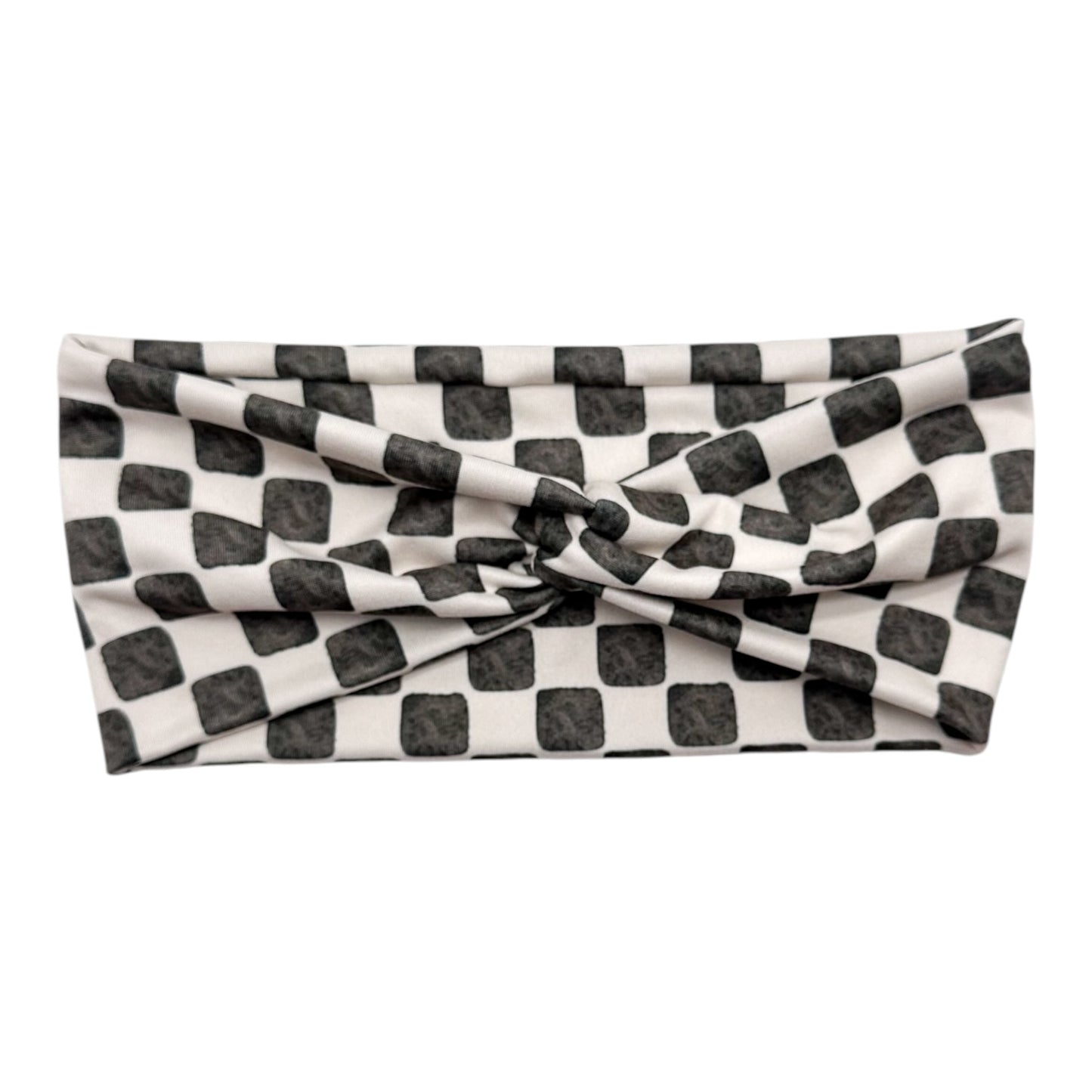 B&W WATERCOLOR CHECKERS - FRONT KNOT
