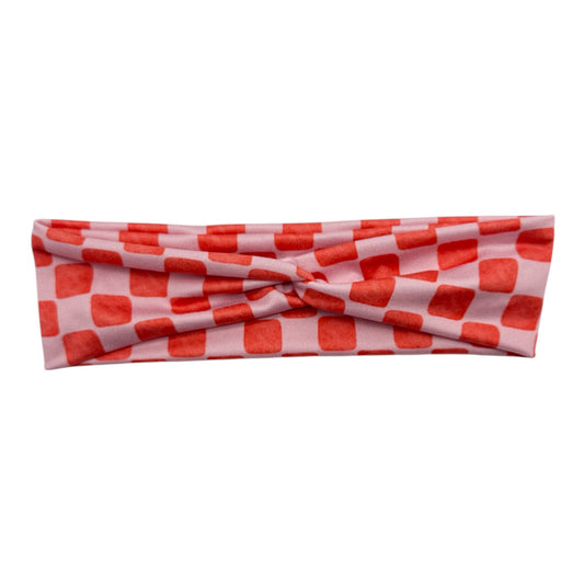 CORAL WATERCOLOR CHECKERS - TINY KNOT