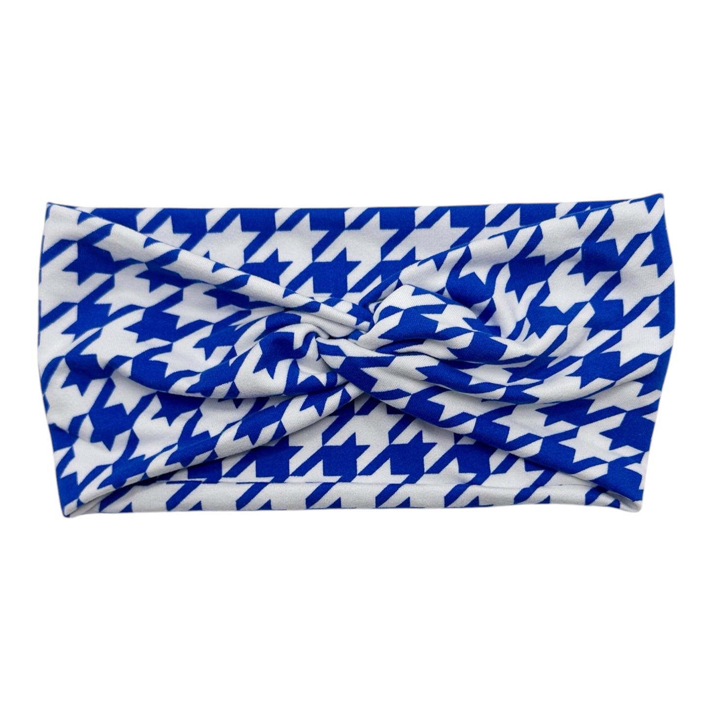 ROYAL BLUE & WHITE HOUNDSTOOTH - FRONT KNOT