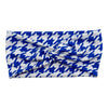 ROYAL BLUE & WHITE HOUNDSTOOTH - FRONT KNOT