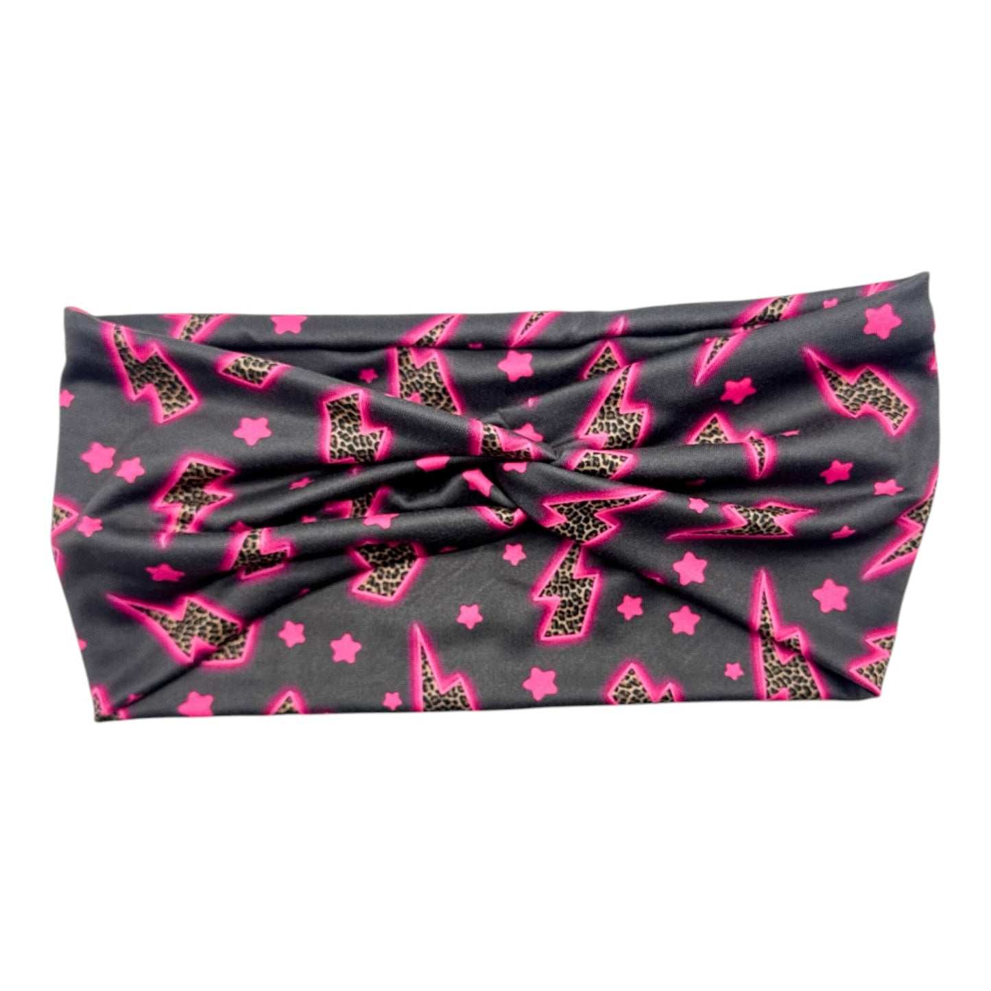 LEOPARD BOLTS ON CHARCOAL - FRONT KNOT