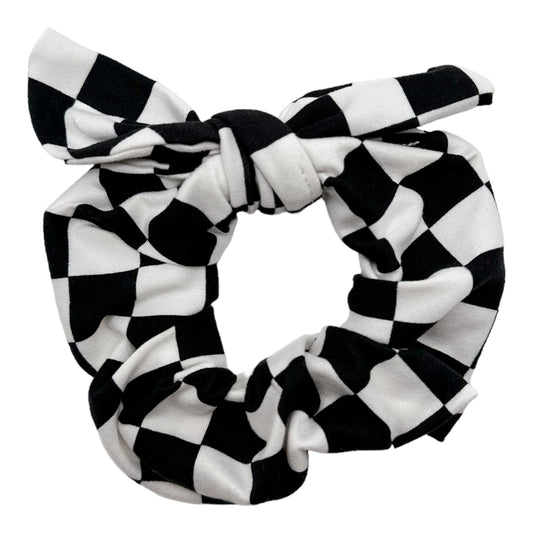 BLACK & WHITE CHECKERS - BOW SCRUNCHIE