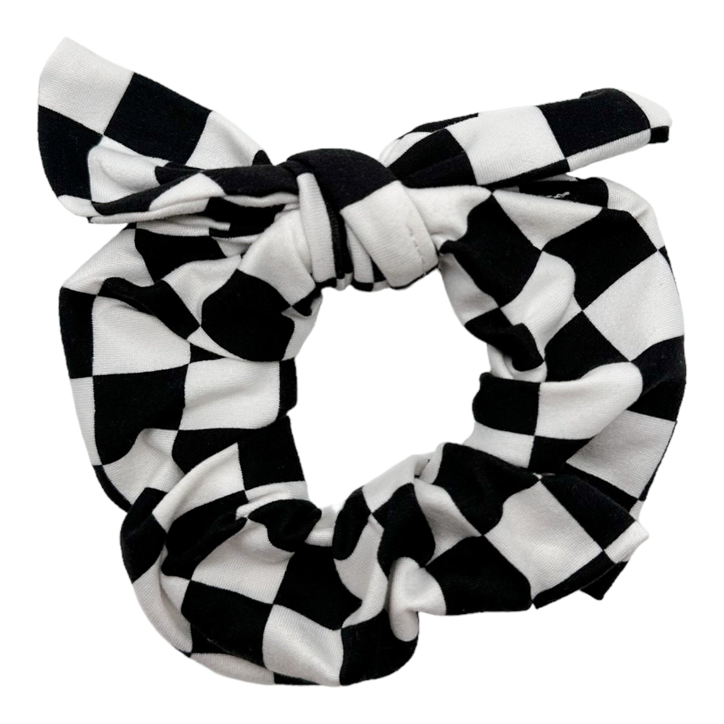 BLACK & WHITE CHECKERS - BOW SCRUNCHIE