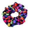 BLACK- RAINBOW CHECKERS - OVERSIZED SCRUNCHIE