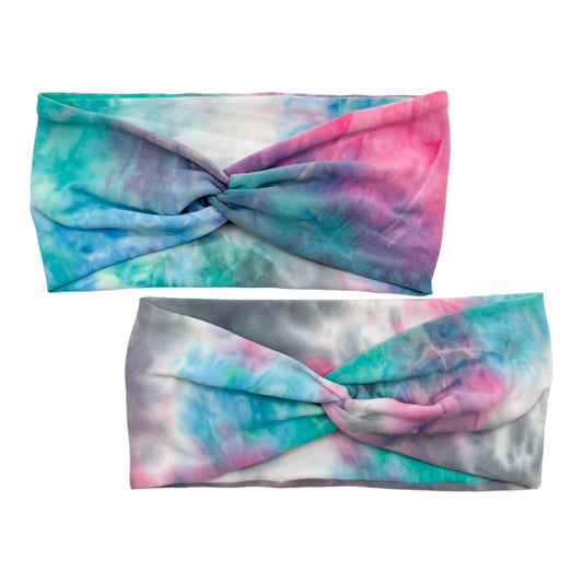 TEAL/PINK/GRAY TIE-DYE - FRONT KNOT