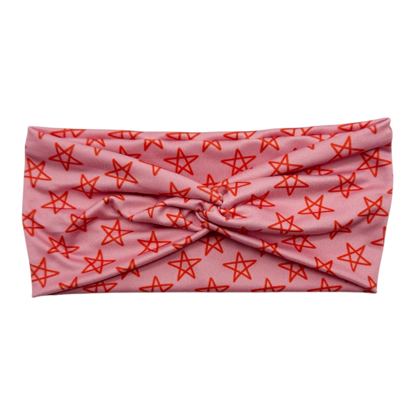 RED STARS ON PINK - FRONT KNOT