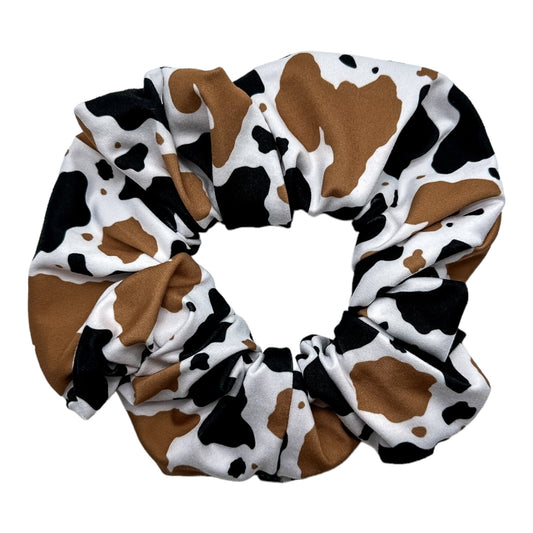 BLACK & TAN COW PRINT - OVERSIZED SCRUNCHIE