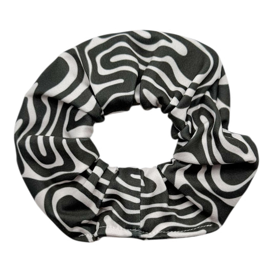 BLACK & WHITE GROOVY WAVES - REGULAR SCRUNCHIE