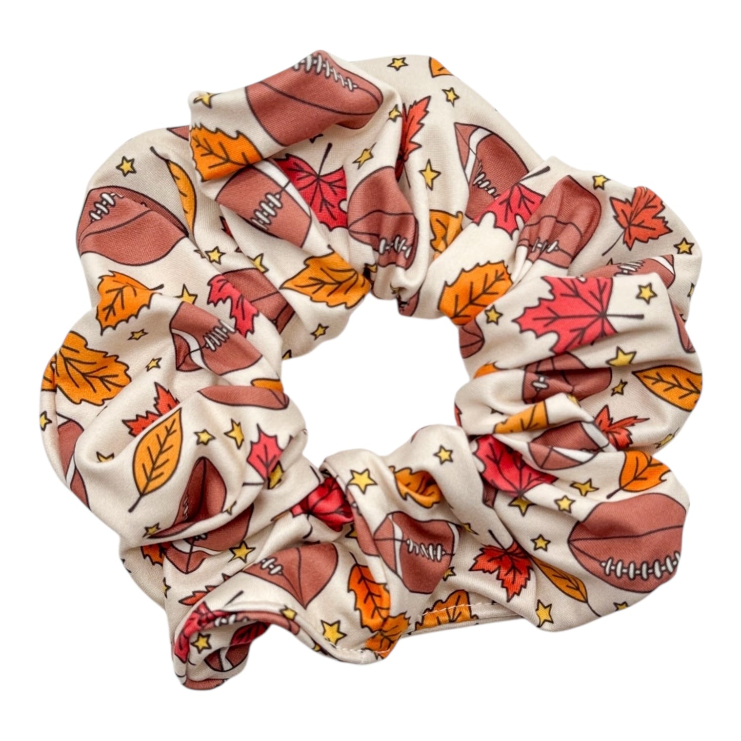FOOTBALLS & LEAVES - OVERSIZED SCRUNCHIE