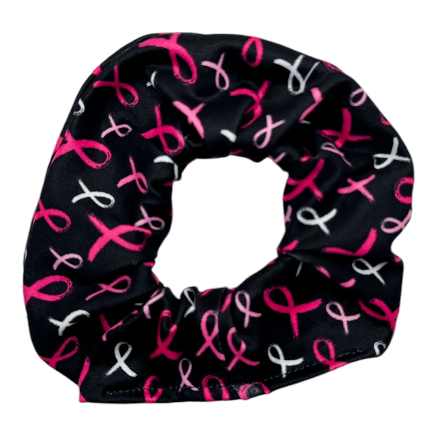 BC RIBBONS ON BLACK - REGULAR SCRUNCHIE