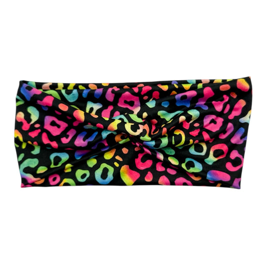 BLACK RAINBOW ANIMAL PRINT - FRONT KNOT