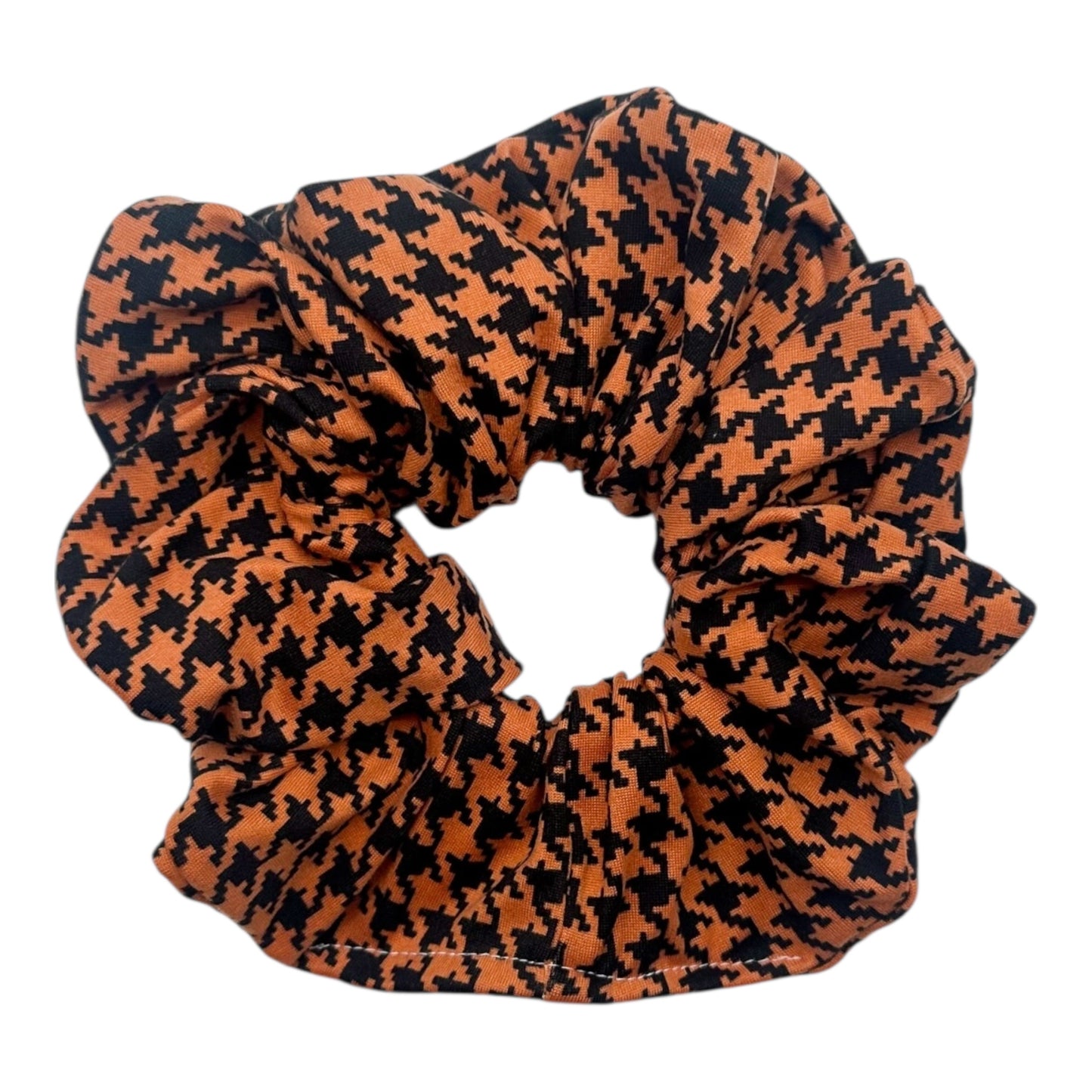 ORANGE & BLACK HOUNDSTOOTH - OVERSIZED SCRUNCHIE