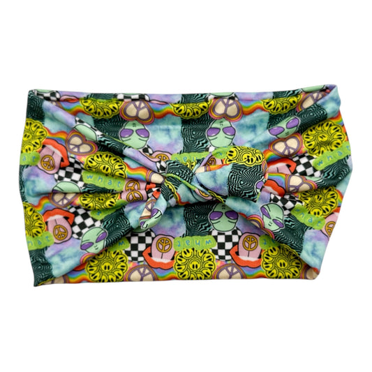 Colorful fabric with abstract patterns on a white background