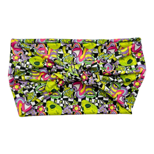 Colorful patterned shorts on a white background