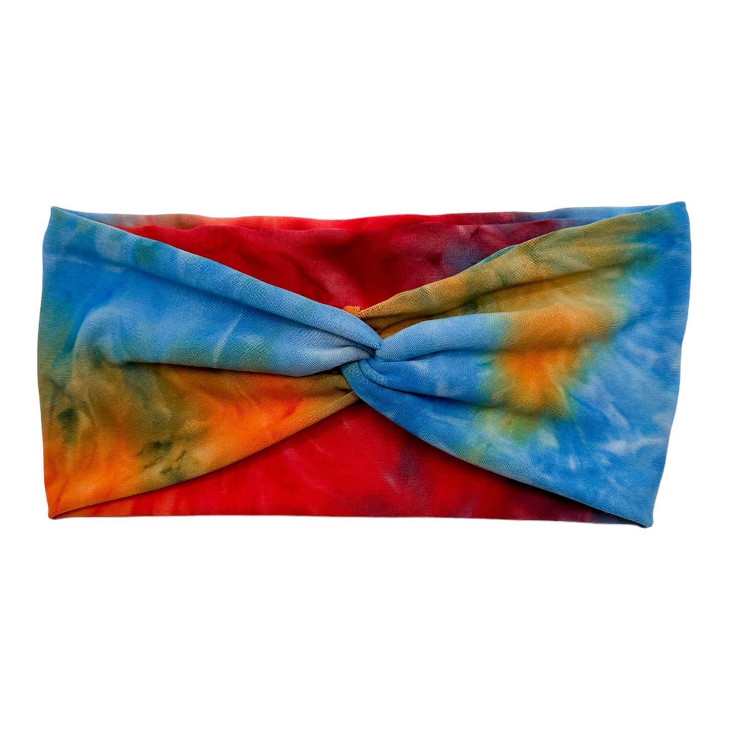 BLUE/ RED/ ORANGE TIE-DYE - FRONT KNOT