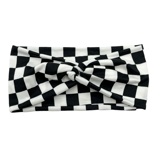 BLACK & WHITE CHECKERS - FRONT KNOT